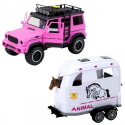 WOOPIE Pink SUV med hestetrailer 