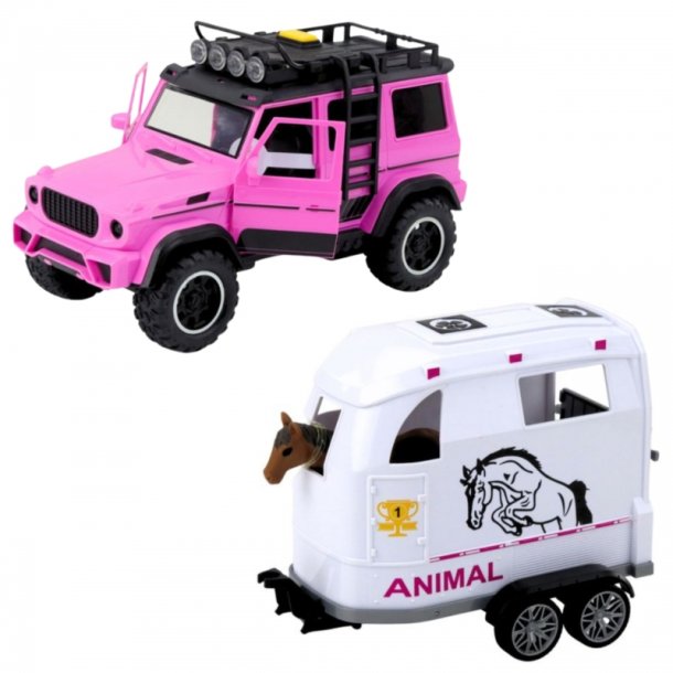 WOOPIE Pink SUV med hestetrailer 