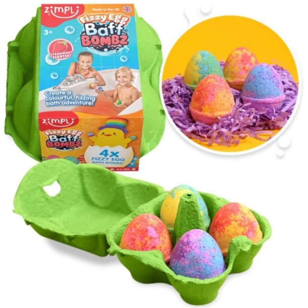 Fizzy Egg Baff Bombz Pskeg til Badekaret- 4 styks (400g)