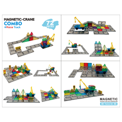 Magnetic Tiles Trafikbane med Kran - 72 dele