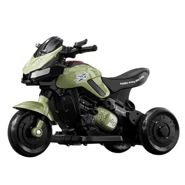 El Motorcykel til B�rn - Gr�n med Musik 3 Hjul
