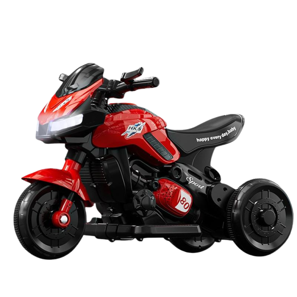 El Motorcykel til B�rn � R�d med Musik 3 Hjul