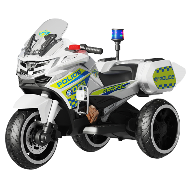 El Politimotorcykel til B�rn med Lys &amp; Fjernbetjening