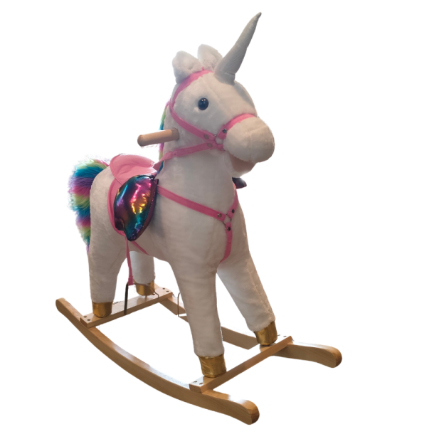 Gyngedyr Enhj�rning - Hvid/Pink med Tr�stel