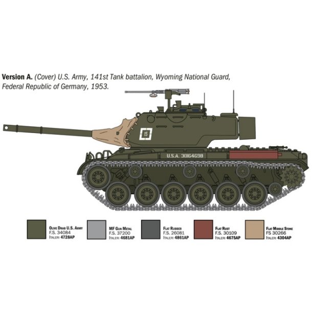 Italeri 1:35 M-47 Patton, 6 forskellige designs - 1/35 Modelkampvogn
