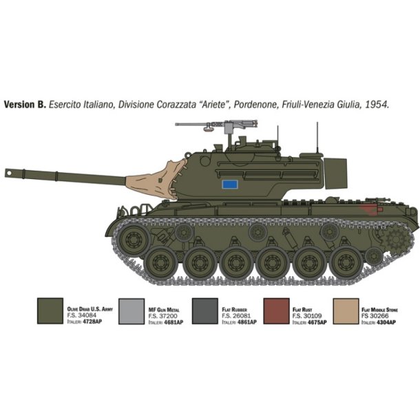 Italeri 1:35 M-47 Patton, 6 forskellige designs - 1/35 Modelkampvogn