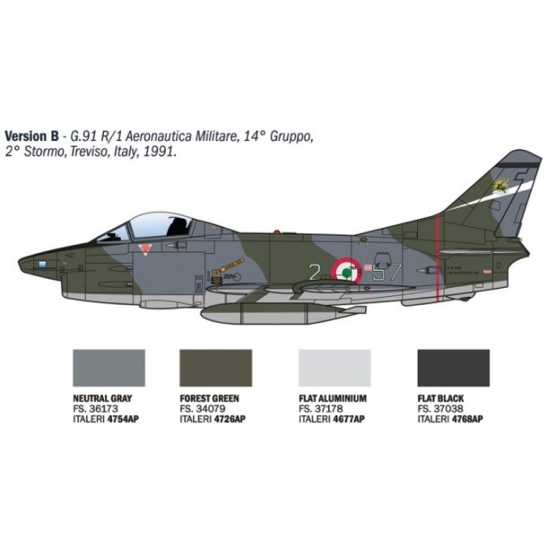 Italeri 1:48 FIAT G.91 R - 1/48 Modelkampfly