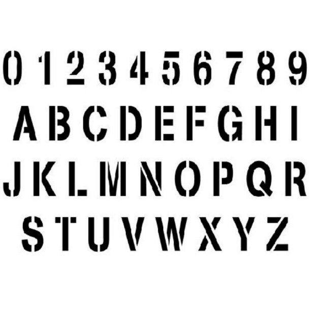 Vallejo Stencil Stamp Font (Lettering &amp; Signs)