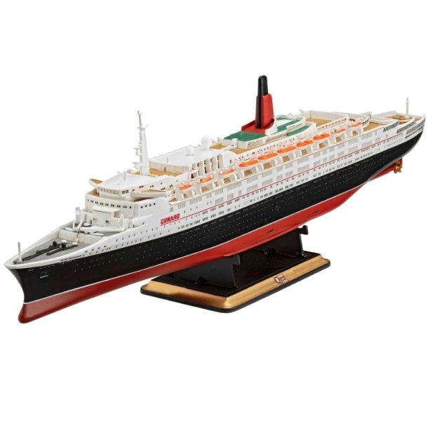 Revell Model Set Queen Elizabeth II - 1:1200 Modelskib med lim og grundmaling