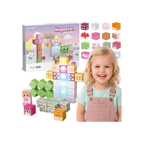 WOOPIE Magnetiske Byggeklodser 48 dele - Montessori 3D Bygges�t
