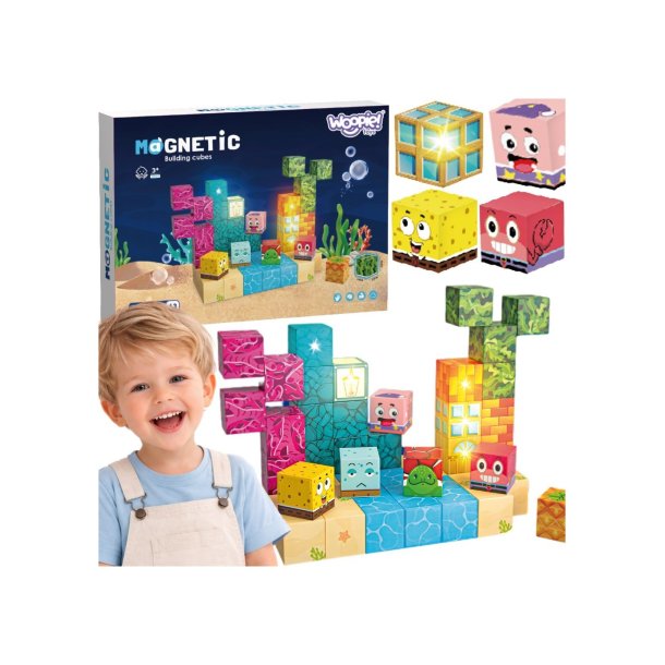 Magnetiske Byggeklodser - Svampebob firkant 63 Dele