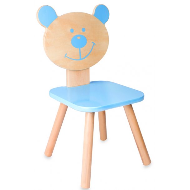 Bamsestol i træ - blå