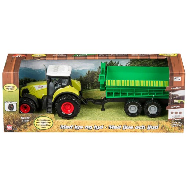 Bull traktor med kornvogn