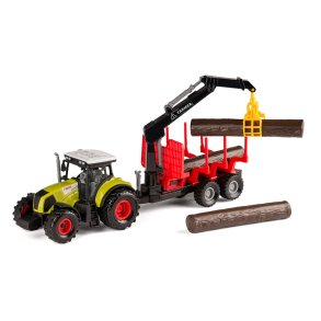 Bulltraktor med sl�p f�r tr�dstammar