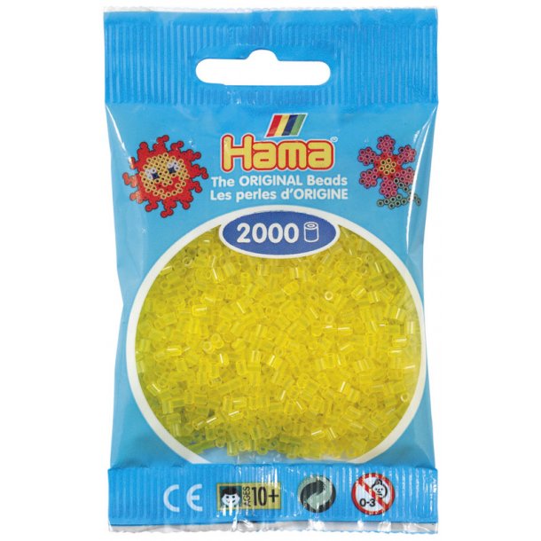 Hama mini perler 501-14 2000 stk. transparent gul