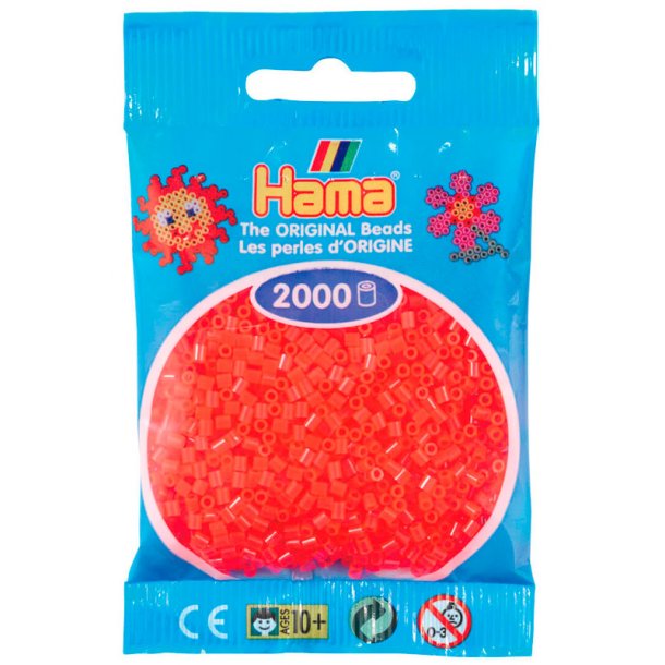 Hama mini perler 501-35 2000 stk. neon rød