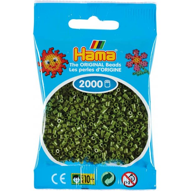 Hama mini perler 501-84 2000 stk - oliven
