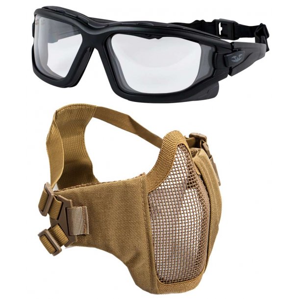 Taktisk brille sikkerheds pakke anti dug - Tan