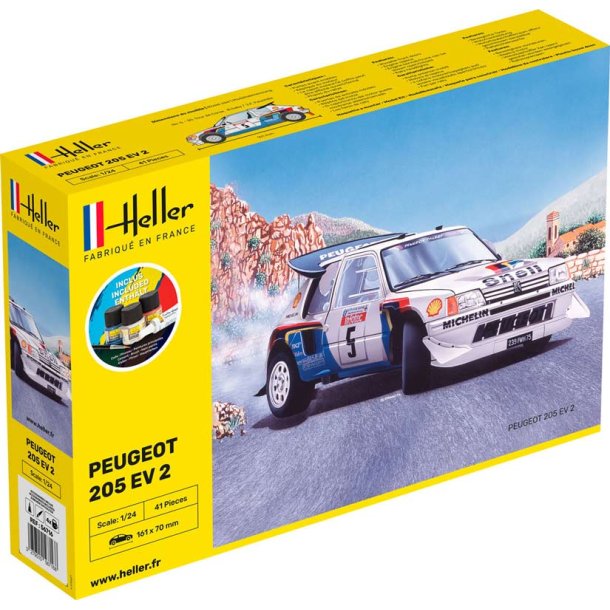 Heller Peugeot 205 EV 2 rallybil startpaket - 1:24