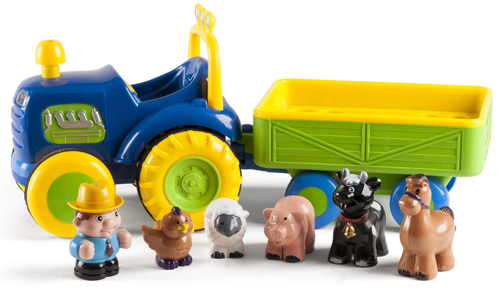 Baby buddy traktor dyr og lyd - traktor i blå farve med