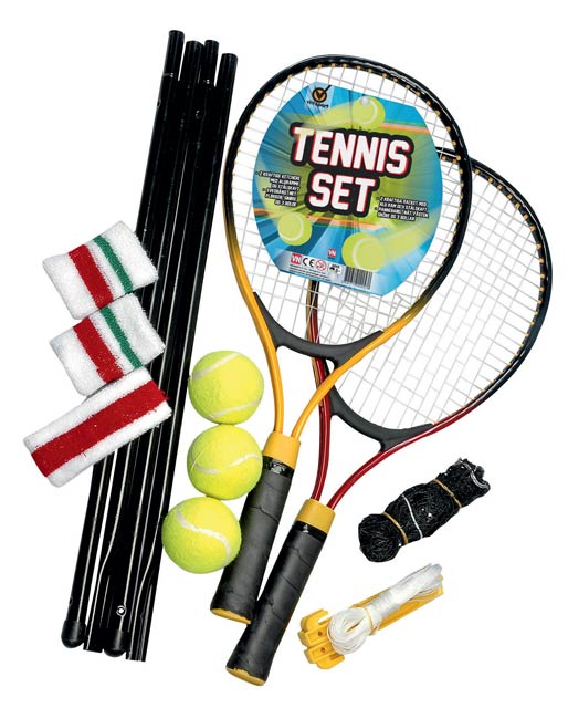 Vini Tennissæt med Net - 3 Bolde, 2 Ketsjere