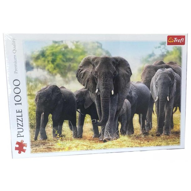 Puslespil 1000 brikker - elefanter