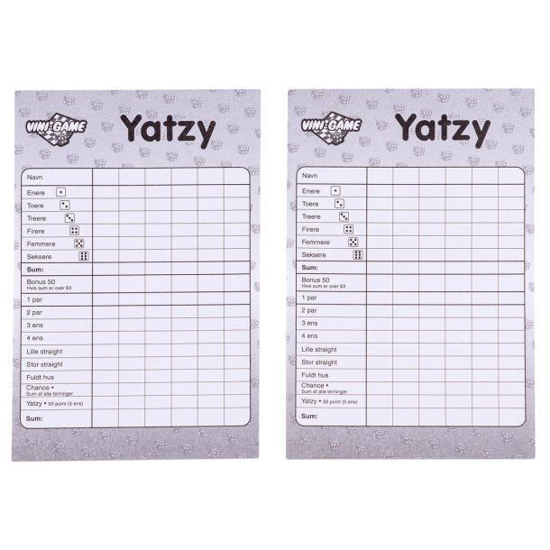Yatzy blok 2 stk.