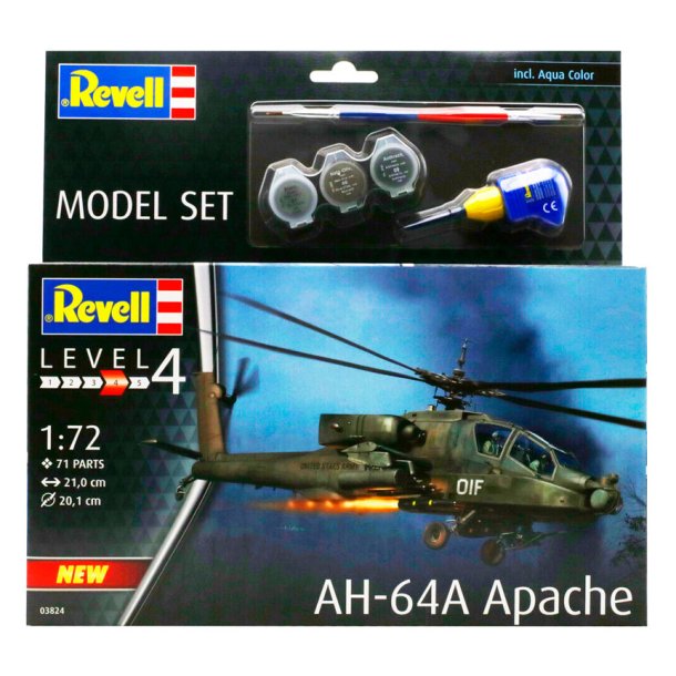 Revell Model Set AH-64A Apache - Med lim og maling