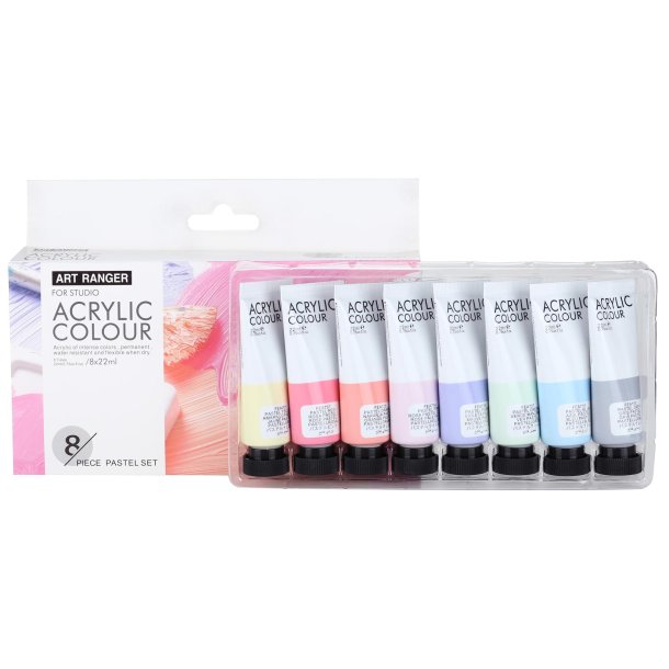 Akrylmaling 8 x 22ml. pastel farver
