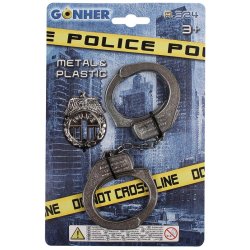 Hndjern i metal og politi badge