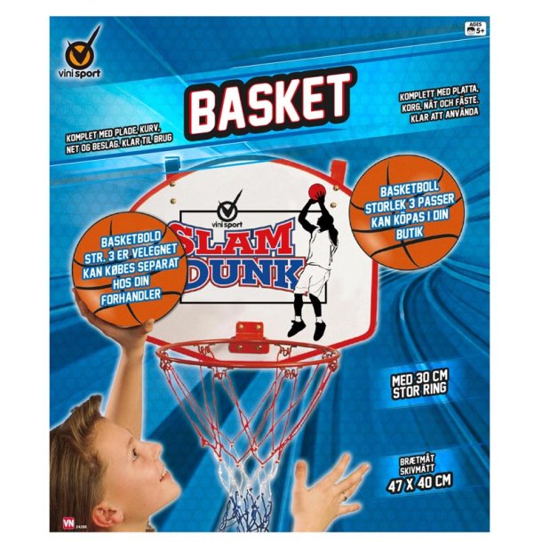 Basketspil komplet m/ plade og kurv klar til brug