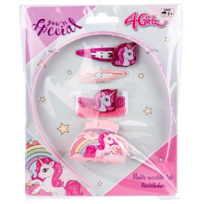 4-Girlz Hrtilbehr med enhjrning - 6 dele