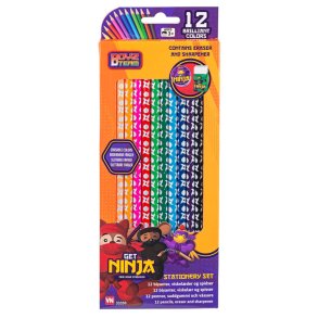 Ninja frgpennor med suddgummi - 12 st