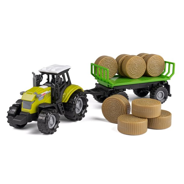 Bull traktor med halmballer