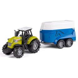 Bull traktor med hestetrailer