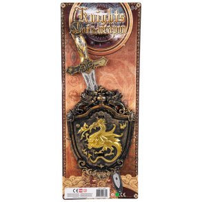 Riddersvrd med sort skjold 50 cm.